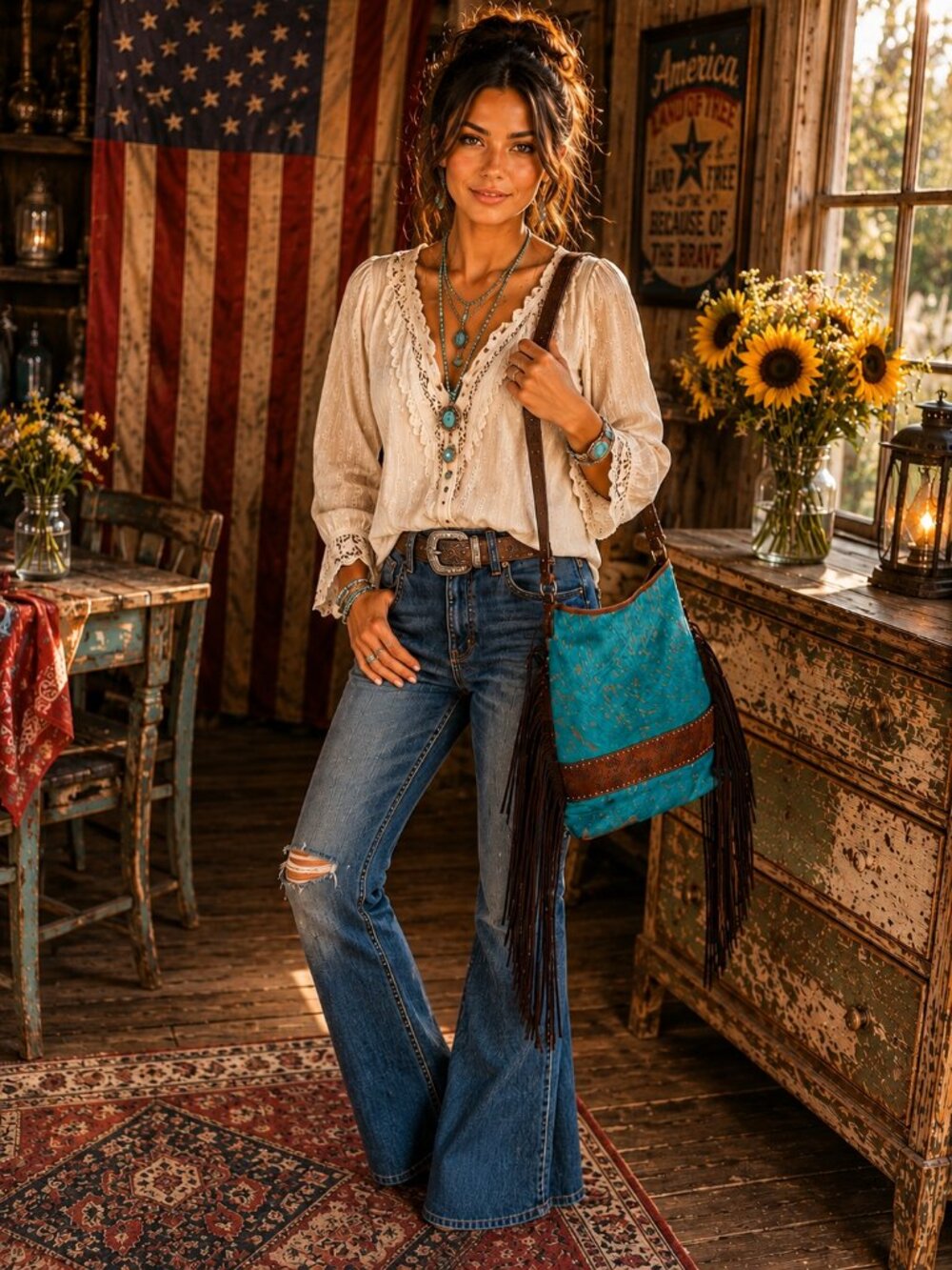 Turquoise Fringe Crossbody American Concealed Carry